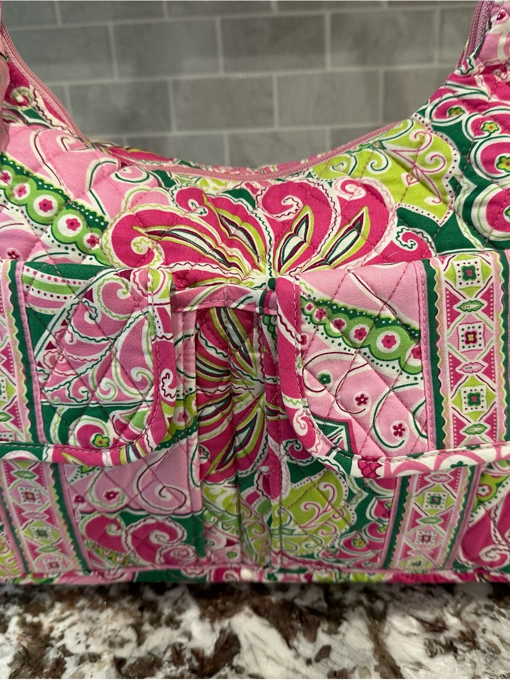 Vera Bradley Retired Pinwheel Pink Cargo Sling Bag Adjustable Shoulder Strap - Picture 2 of 14